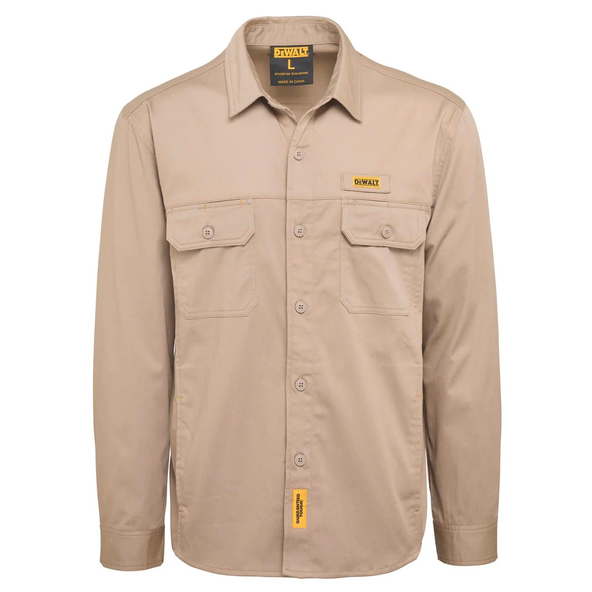 Dewalt Khaki Granite Long Sleeve Button Up Shirt M - Moisture Resistant - Durable