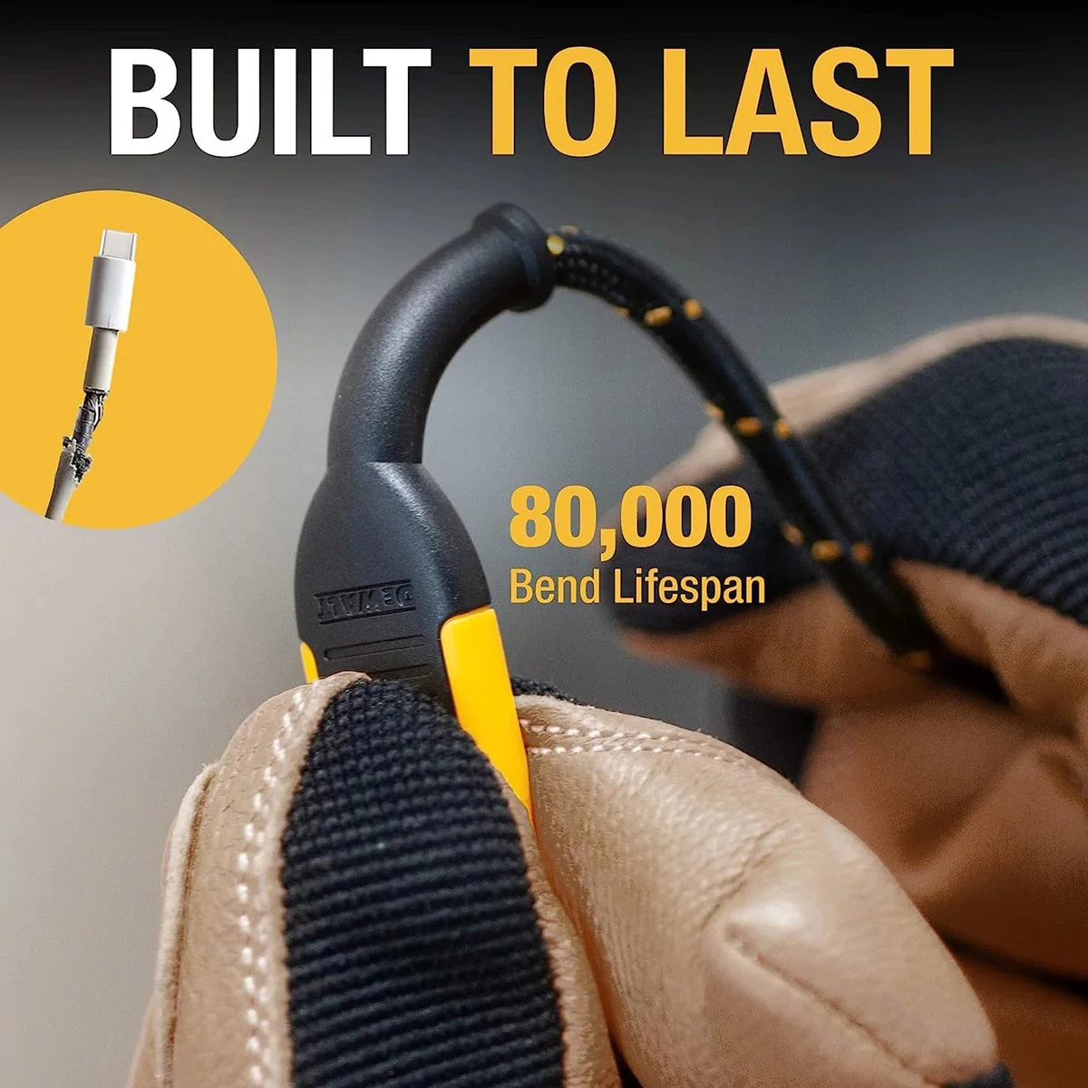 Dewalt Lightning to USB Charging Cable - 1.2m - Kevlar Reinforced - Image 4