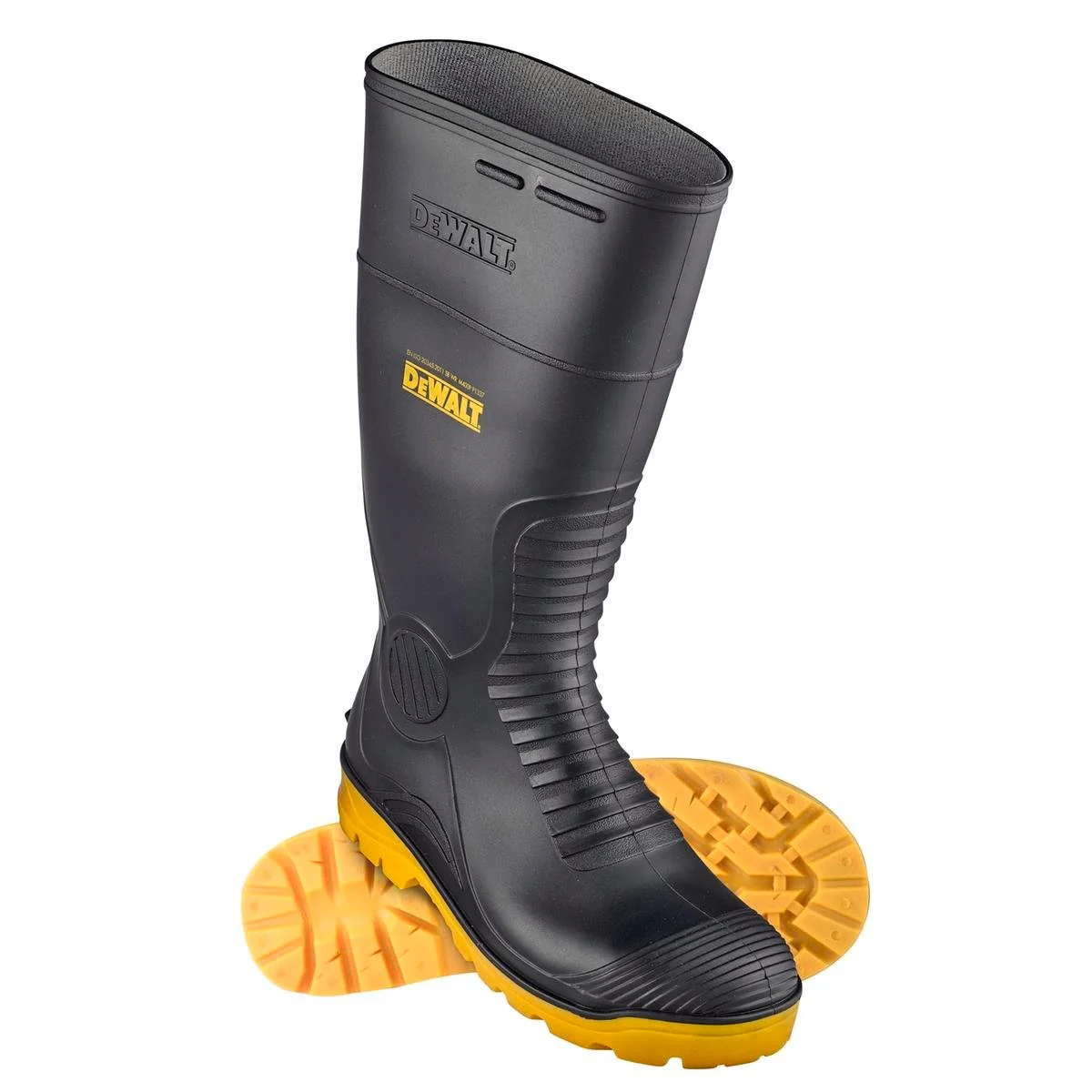 Dewalt Midland Pro Comfort Safety Gumboots Size 10 - PVC - Black - Durable, Anti-Slip