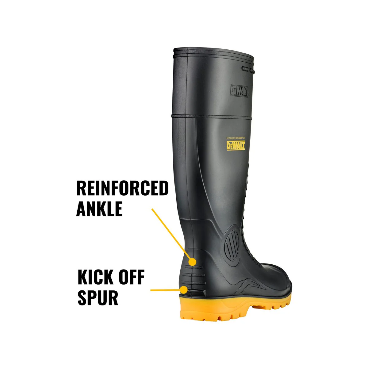 Dewalt Midland Pro Comfort Safety Gumboots Size 8 - PVC - Black - Durable Comfort - Image 5