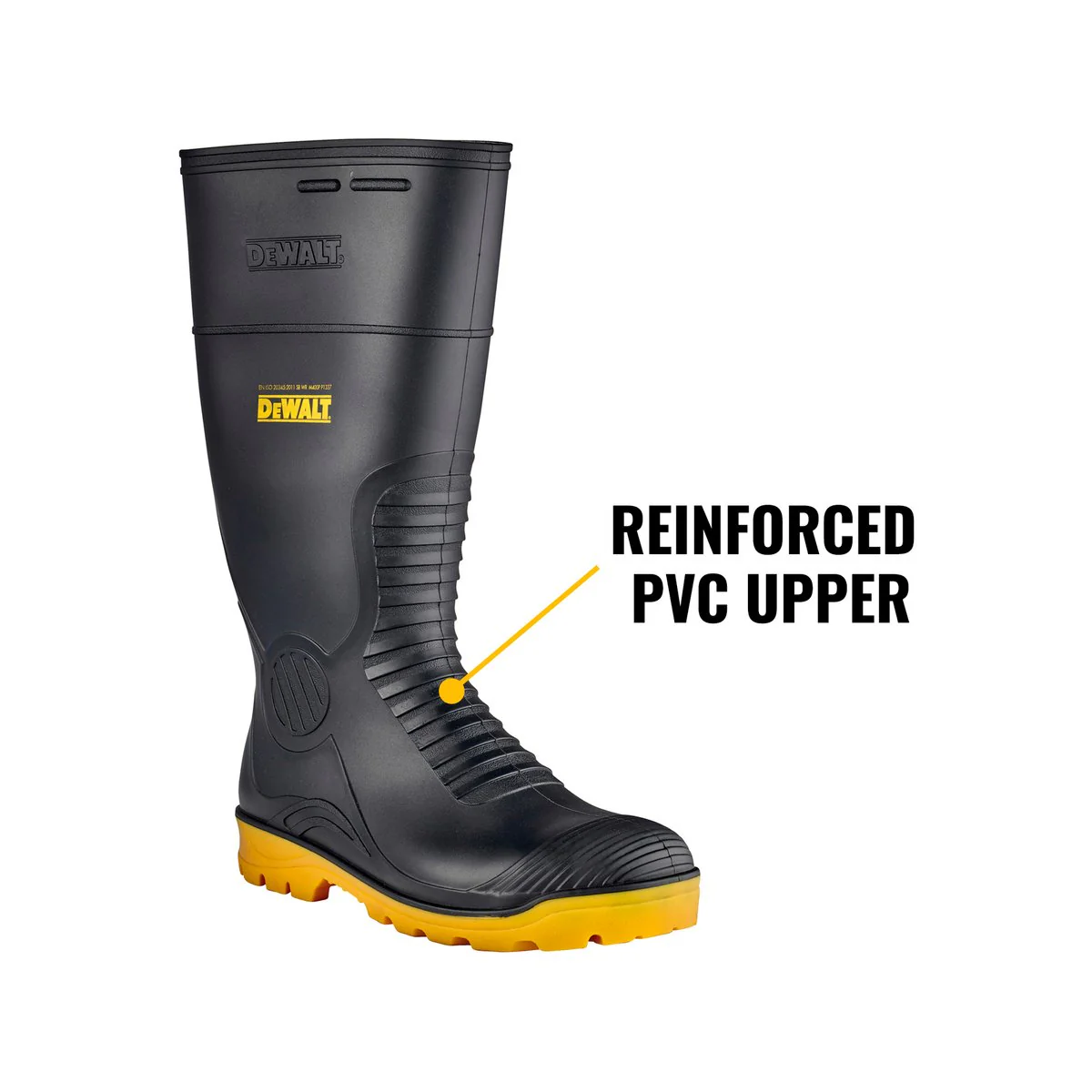 Dewalt Midland Pro Comfort Safety Gumboots Size 9 - PVC - Black - Durable Comfort - Image 3