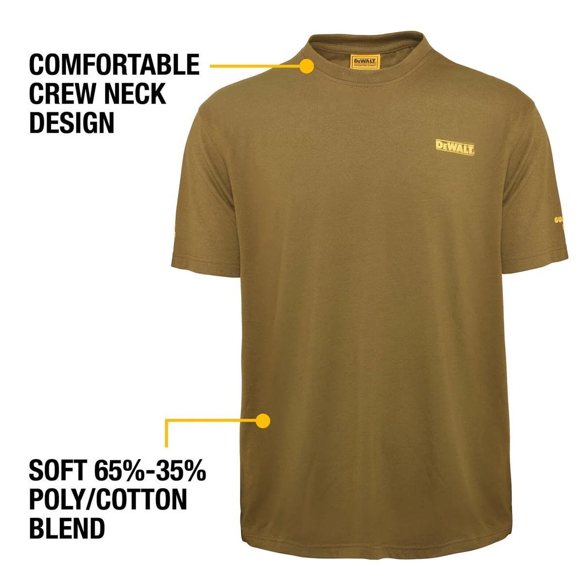 Dewalt Olive Typhoon Crew Neck Shirt M - Durable - Sun Protection - Reinforced Stitching - Image 3