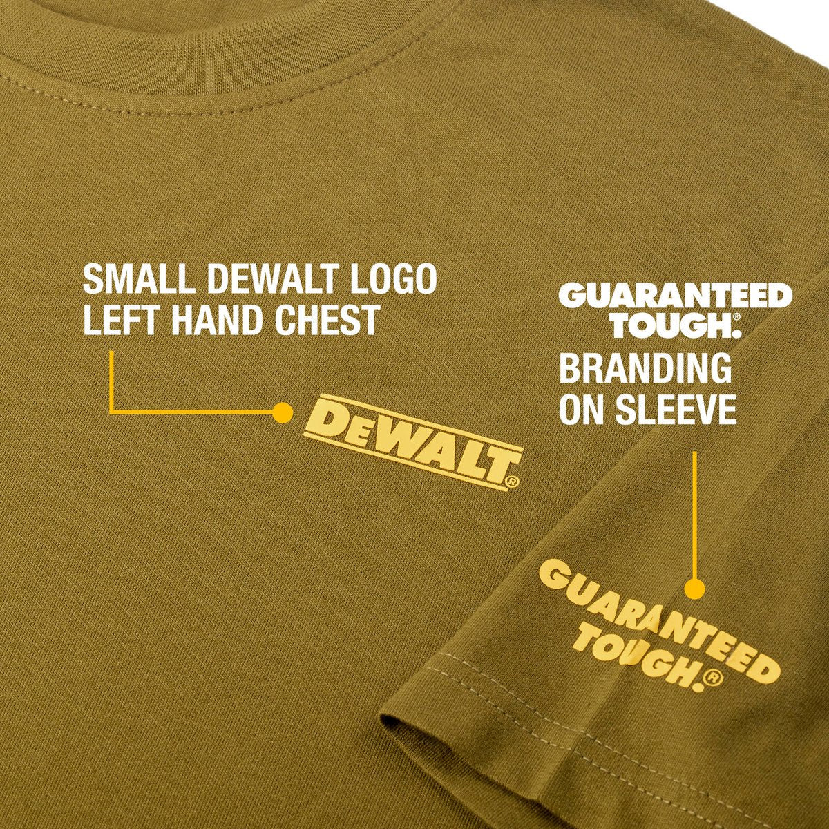 Dewalt Olive Typhoon Crew Neck Shirt M - Durable - Sun Protection - Reinforced Stitching - Image 5