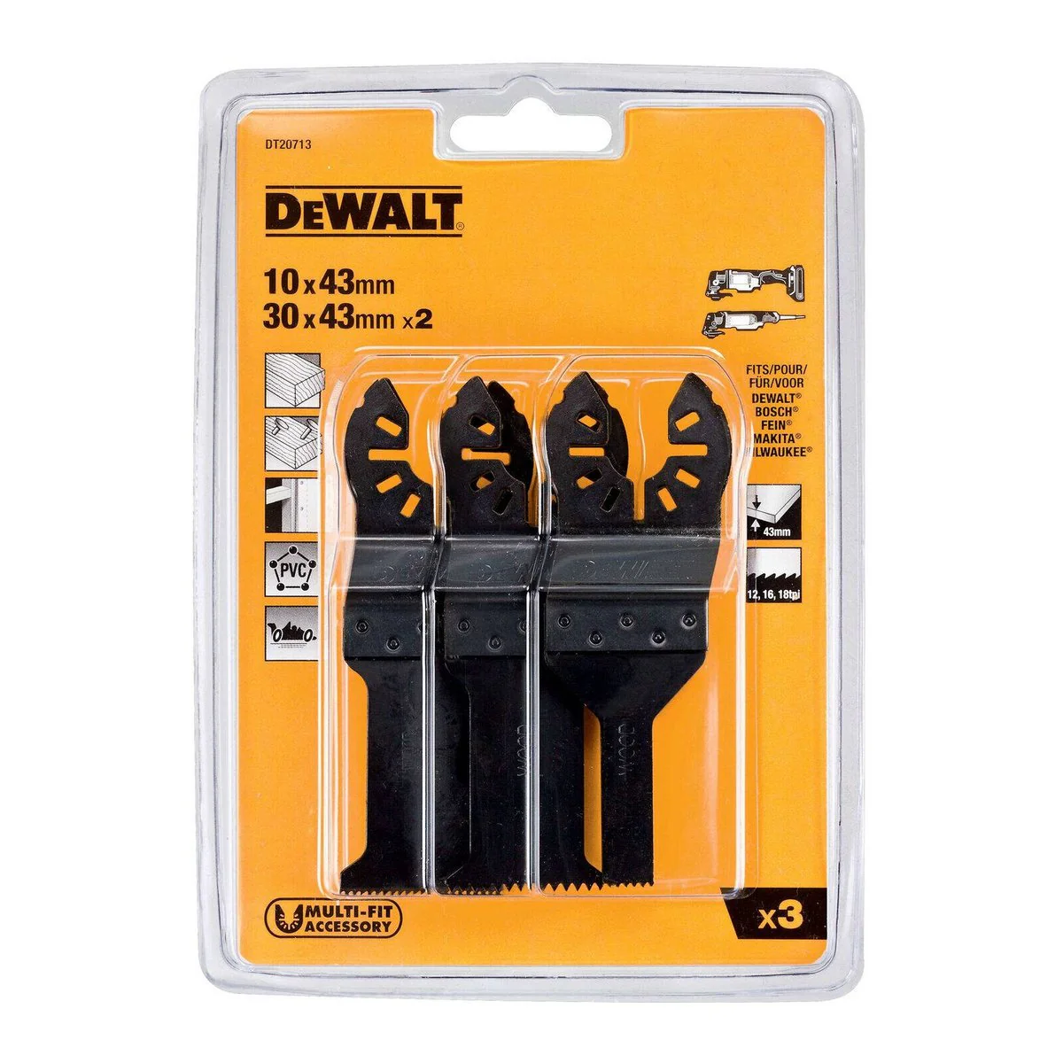 DEWALT Oscillating Multi Tool Cutting Saw Blade Set - 3pc - HCS - 120mm x 25mm - Image 2
