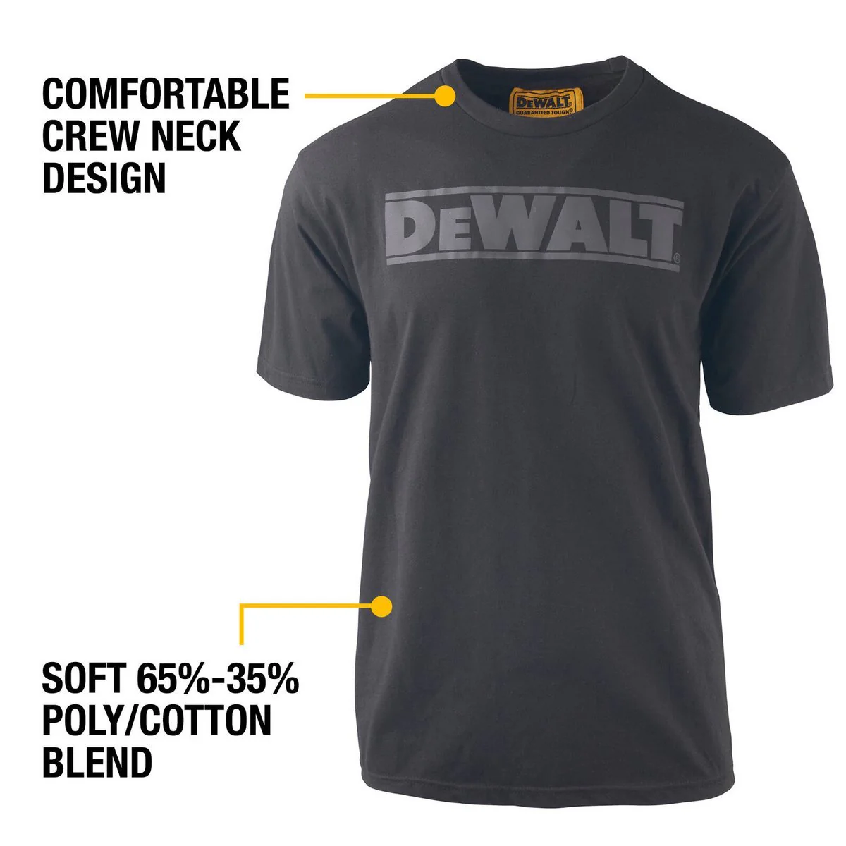 DEWALT Oxide Black Crew Neck Shirt XL - Durable Cotton Polyester Blend - 50+ UPF - Image 3