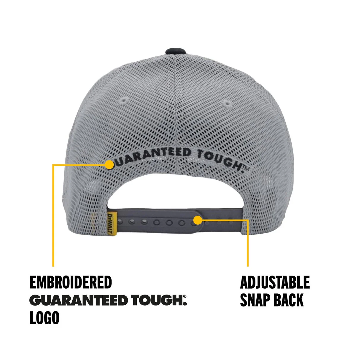 Dewalt Trucker Hat - Black Grey - Adjustable Fit - Breathable Mesh - One Size - Image 5