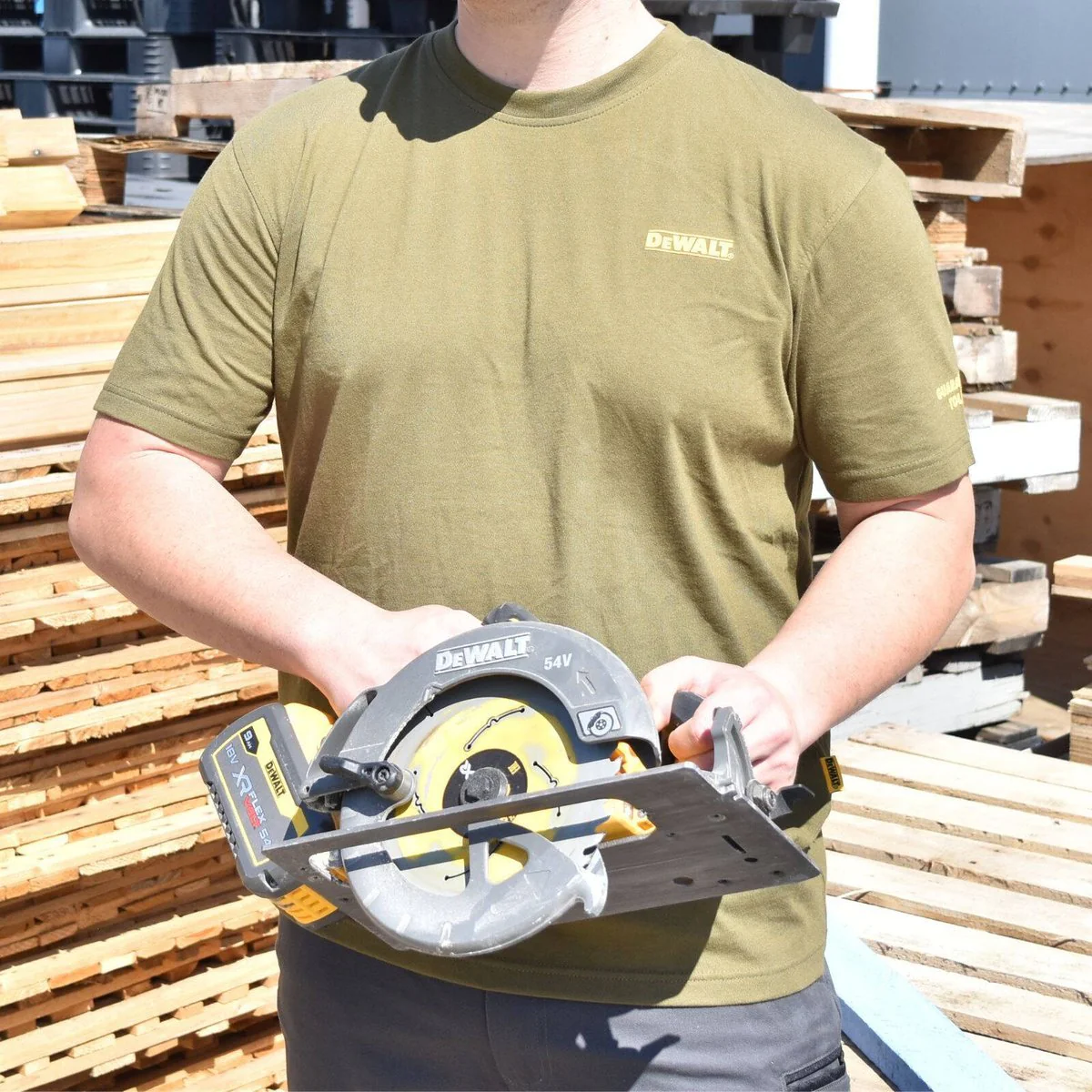 Dewalt Typhoon Olive Crew Neck Shirt S - 65% Cotton / 35% Polyester - UPF 50+ - Image 2