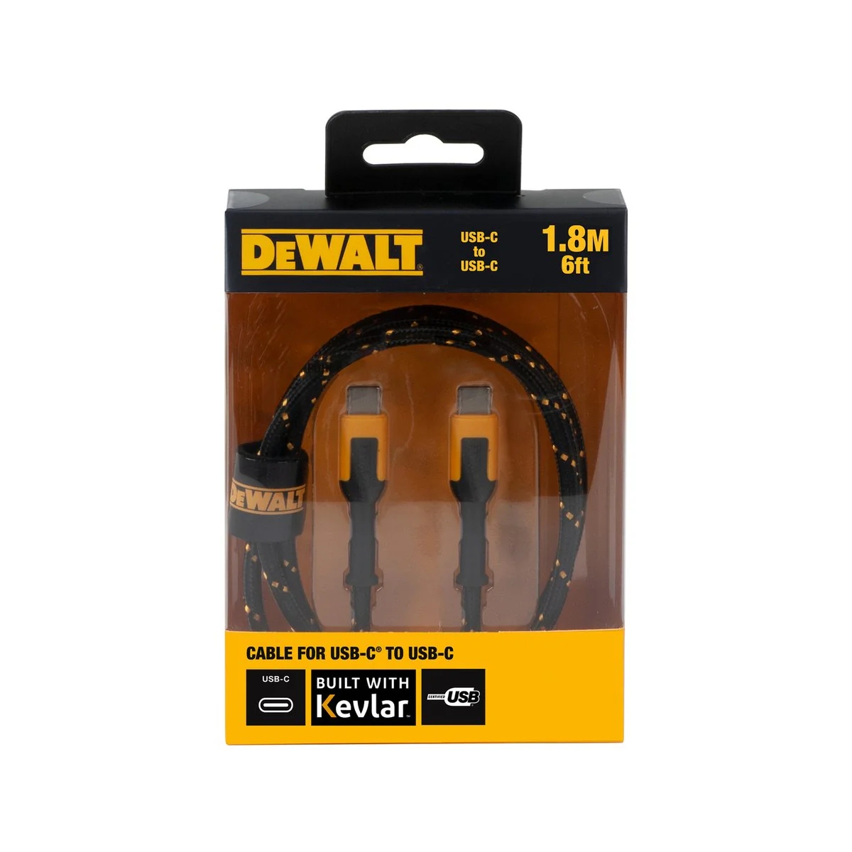 Dewalt USB C to USB C Charging Cable 1.8m - Kevlar Reinforced, Durable - Image 2