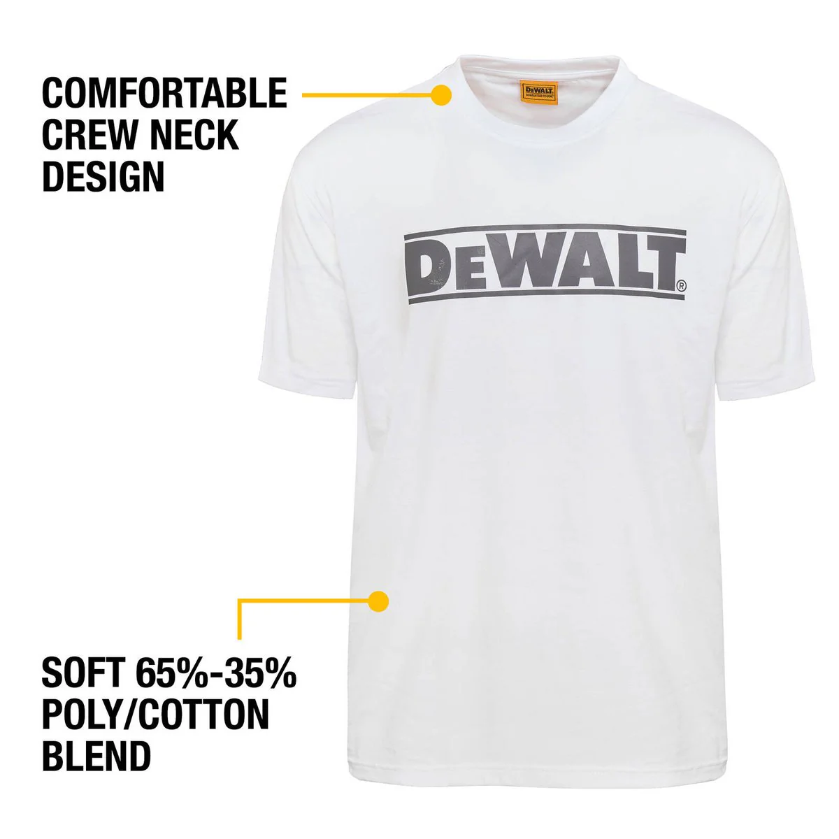 DEWALT White Oxide Crew Neck Shirt M - Durable Cotton Blend - White - UPF 50+ - Image 3
