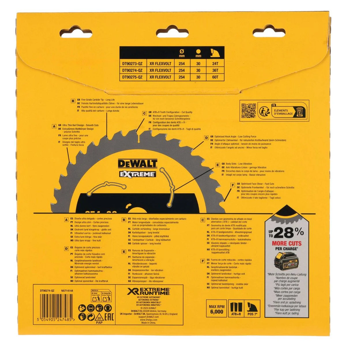 Dewalt XR Circular Saw Blade 254mm 36T - C3 Carbide - Efficient Cutting - Image 3
