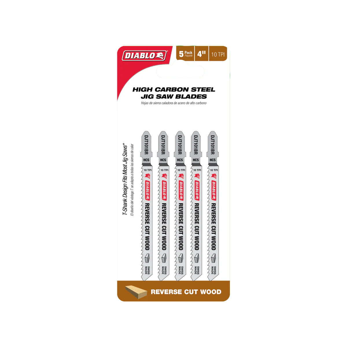 Diablo 100mm High Carbon Steel Jig Saw Blade - Reverse Cuts - 5 Pack