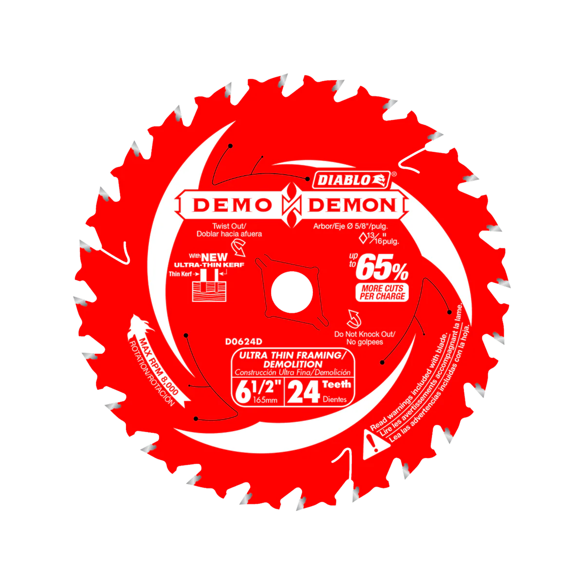 Diablo 165mm 24T Framing Demolition Saw Blade - Precision Cutting - Durable - Image 3