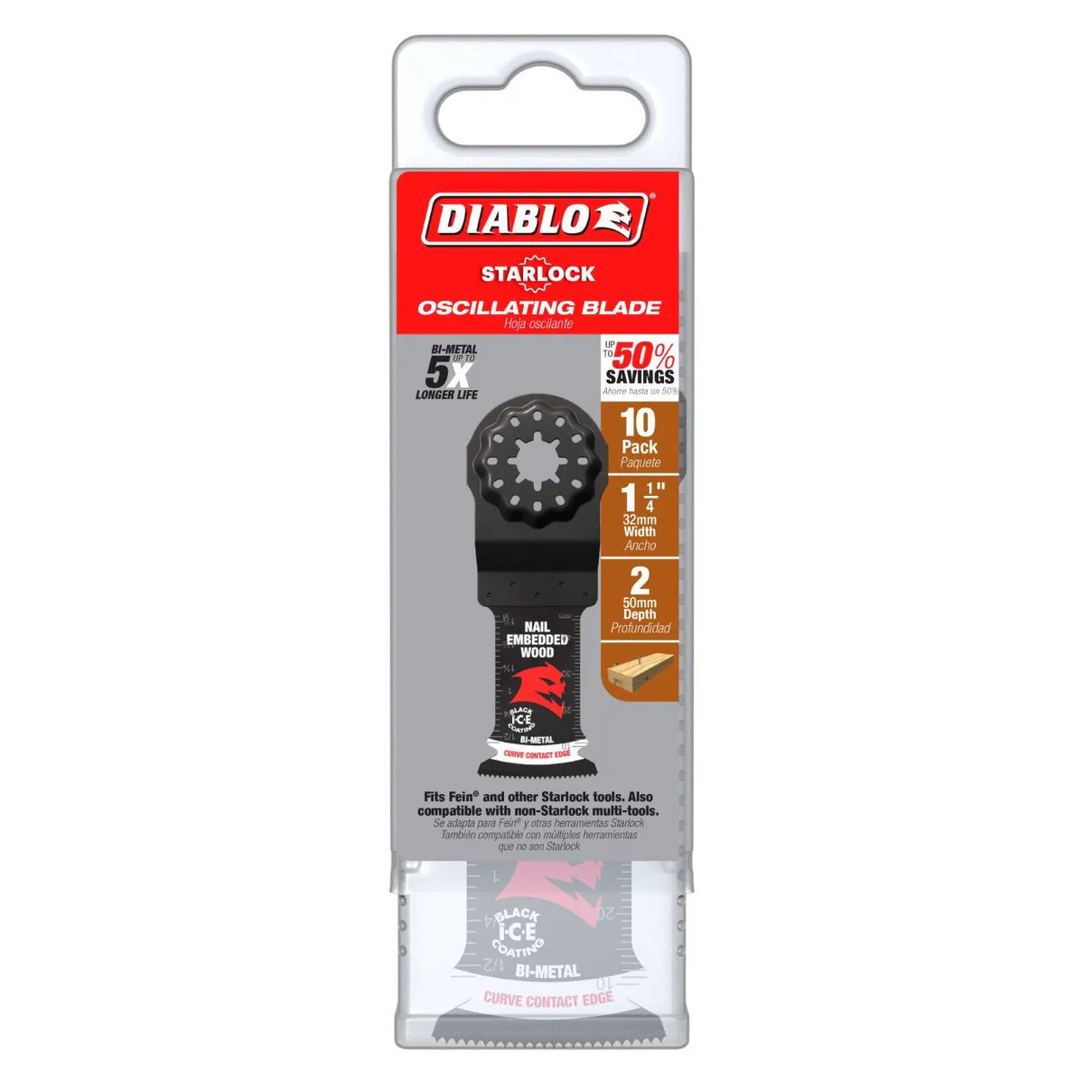 Diablo 30mm Starlock Bi-Metal Demo Demon OMT - Nail Embedded Wood - 10 Pack - Durable Cutting Blades