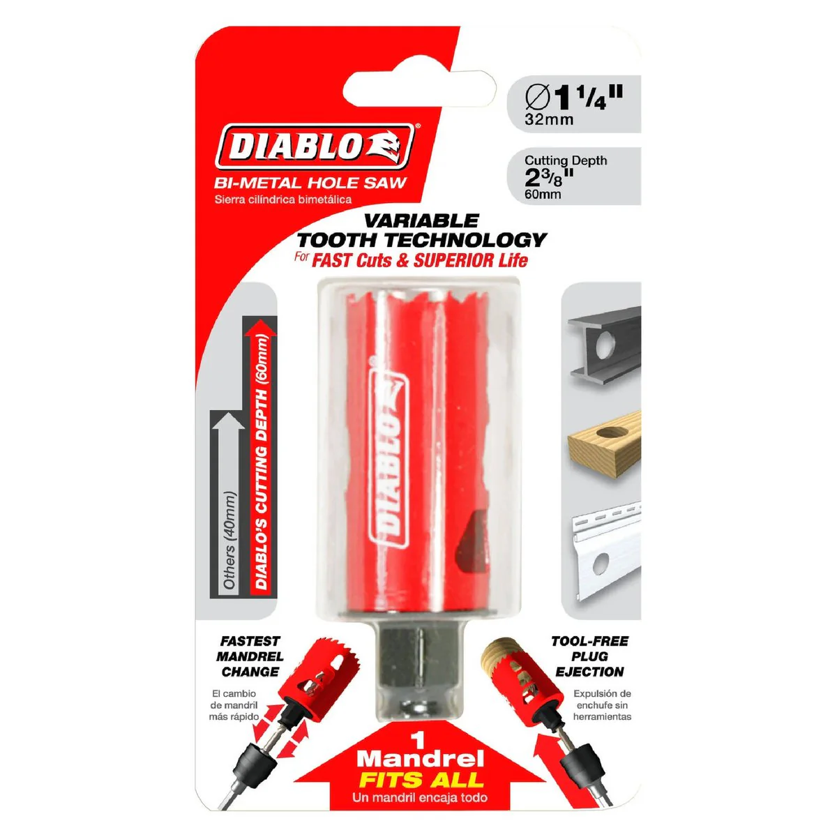 Diablo 32mm Bi Metal Hole Saw - Tool-Free Plug Ejection - Variable Tooth Design