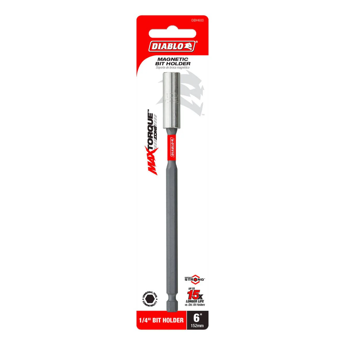 Diablo 6 Standard Bit Holder - Magnetic Drive Bit Holder - 46mm x 200mm - Impact Strong™ Design