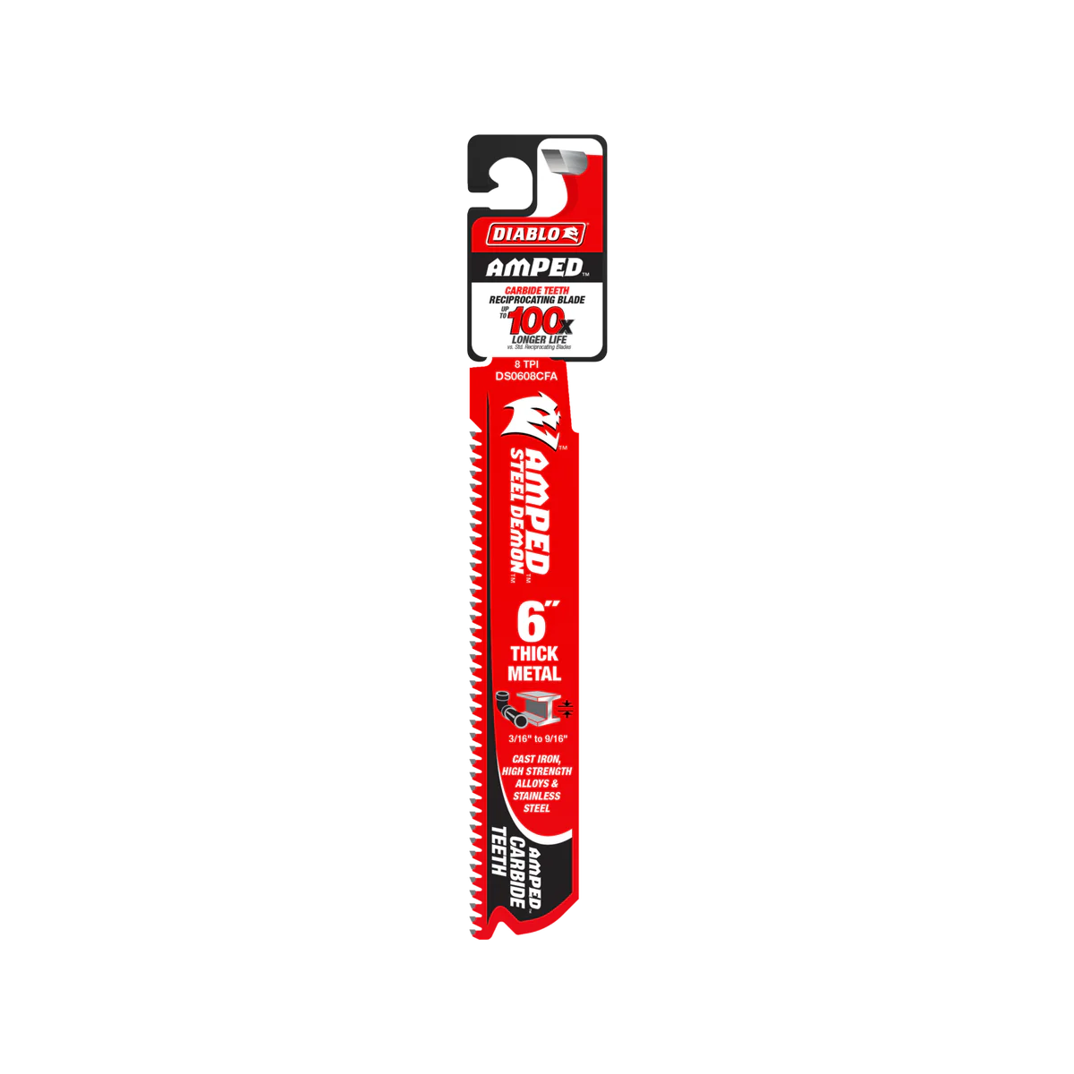 Diablo 6" Steel Demon Amped Carbide Blades - 8 TPI - Thick Metal Cutting