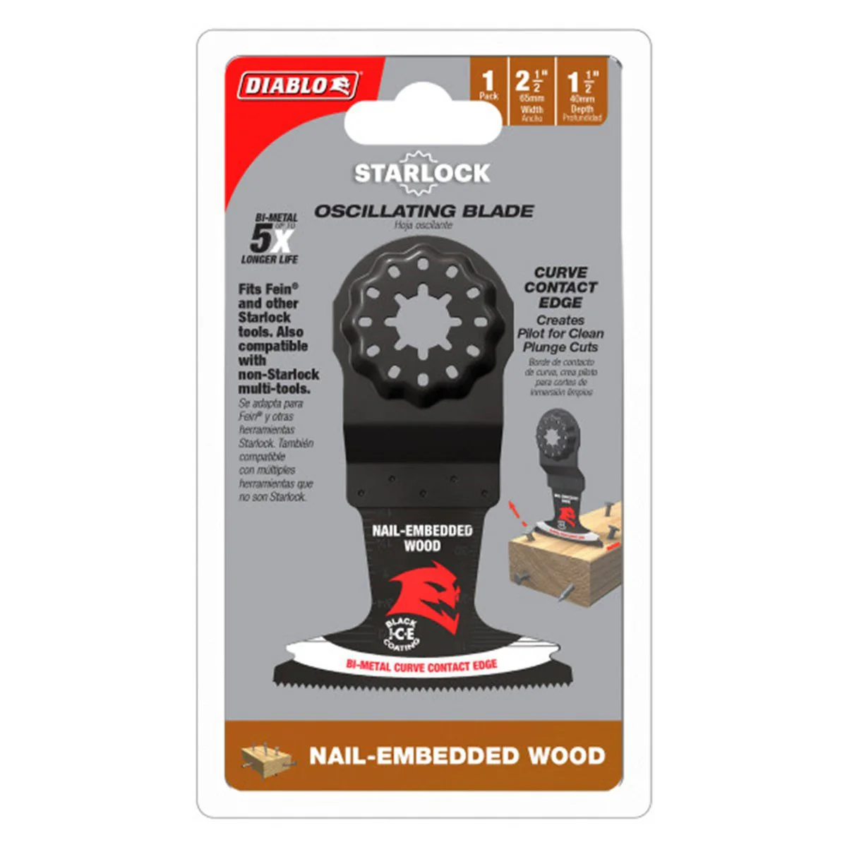 Diablo 60mm Starlock Bi-Metal Demo Demon OMT - Nail Embedded Wood - 10 Pack - Durable Cutting Blades