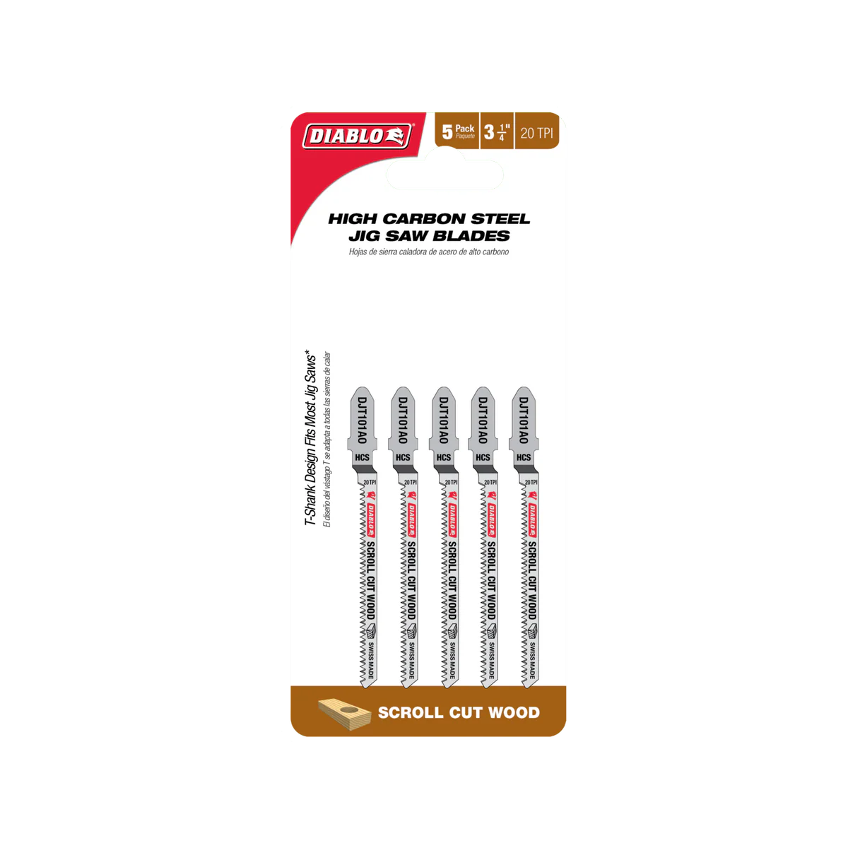 Diablo 83mm High Carbon Steel Jig Saw Blade 5 Pack - Precision Cutting