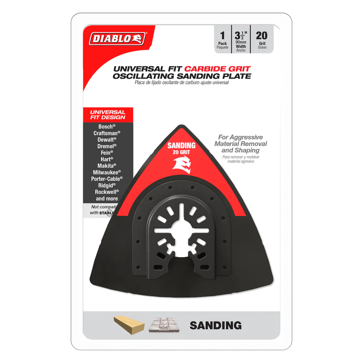 Diablo 90mm 20 Grit Carbide Grit Multi Tool Sanding Plate - Aggressive Removal