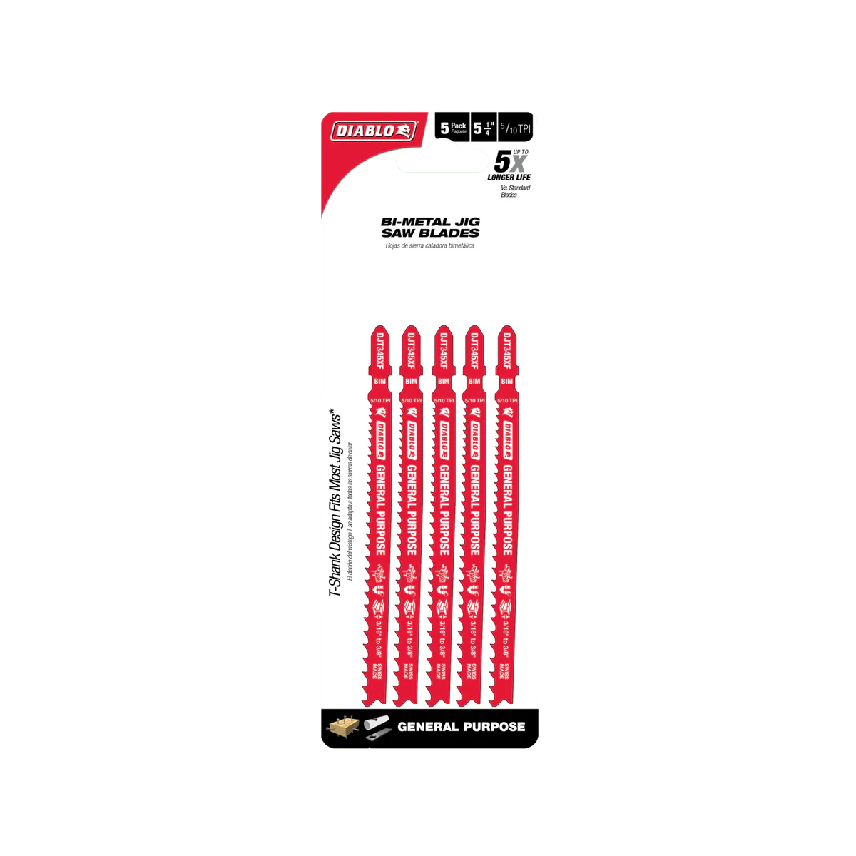 Diablo Bi Metal Jig Saw Blade - 132mm - 5 Pack - Durable Cutting Edge