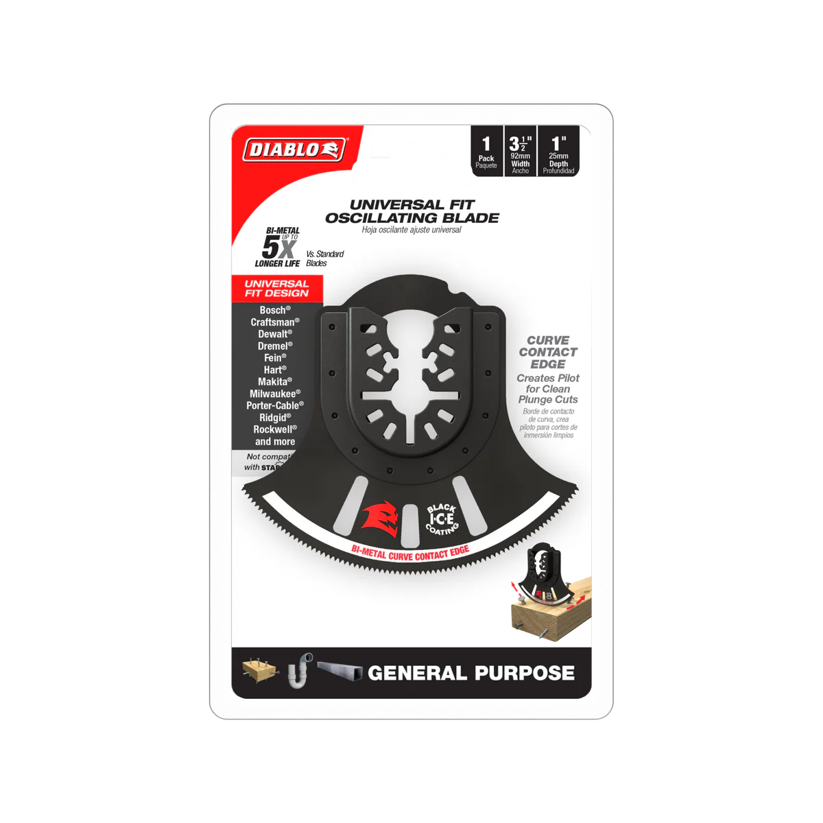 Diablo Bi Metal Multi Tool Blade - 92mm - Universal Fit - Durable Cutting