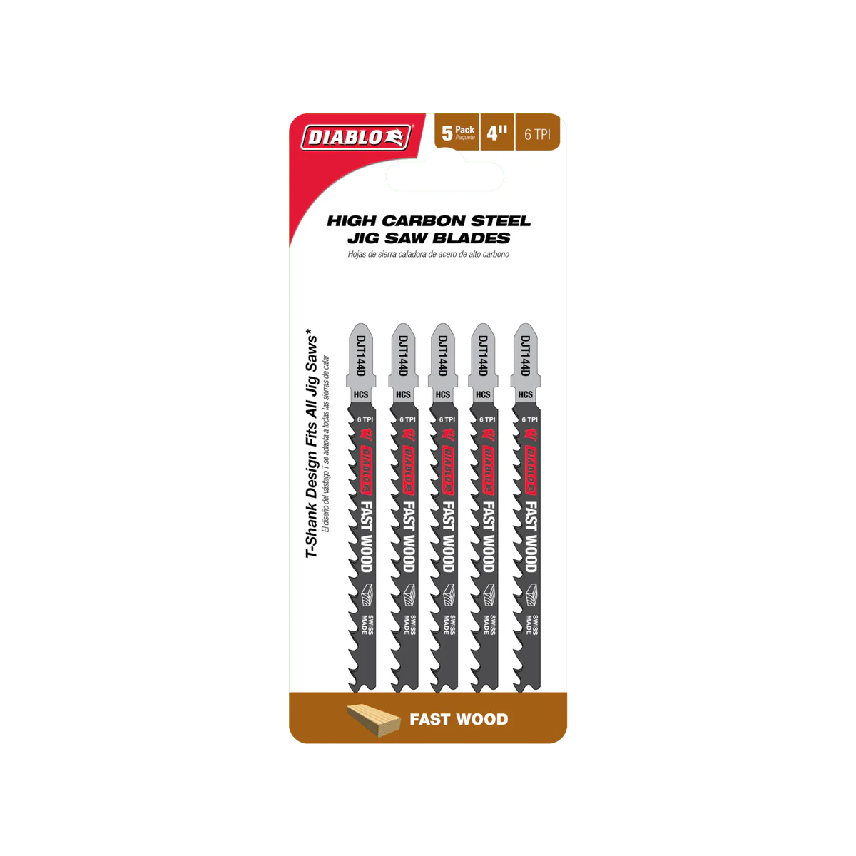 Diablo Jig Saw Blade - High Carbon Steel - 100mm - 5 Pack - Fast Wood Cuts
