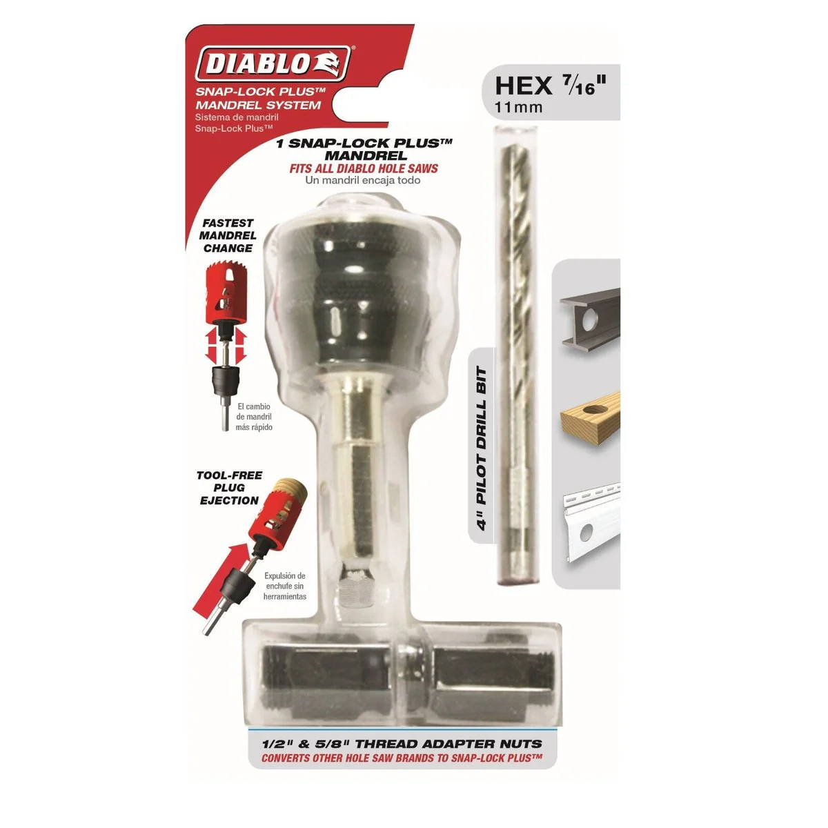 Diablo 7 16 Snap Lock Plus Mandrel System - 3/8” Hex Shank - 60 mm Cutting Depth