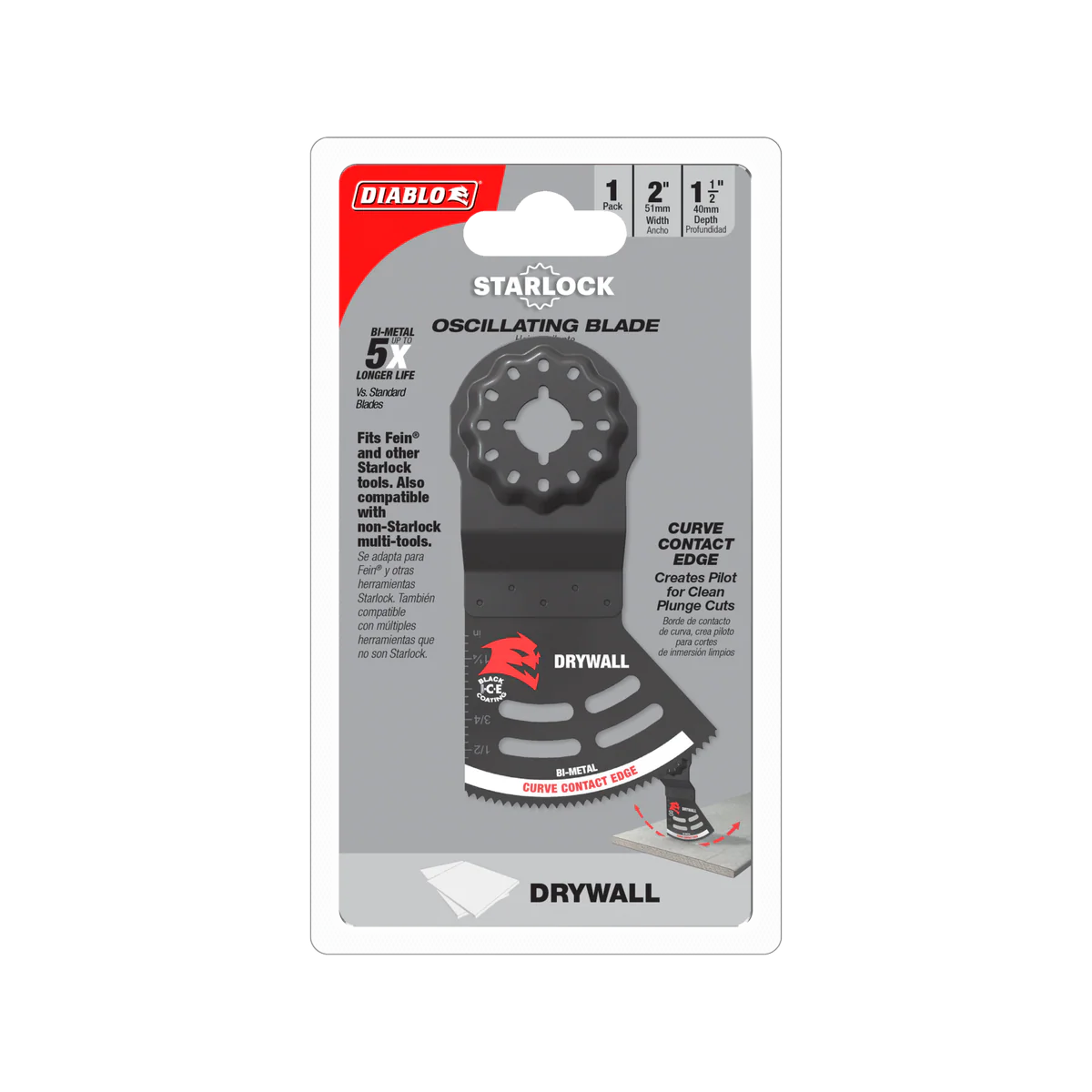 Diablo Multi Tool Blade 40mm x 51mm Drywall - Bi-Metal - 5X Longer Life