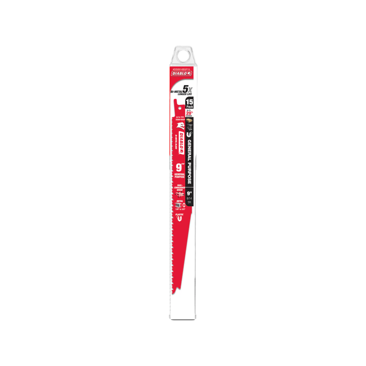 Diablo 9 Bi Metal Reciprocating Saw Blades 15 Pack 55mm x 385mm Red
