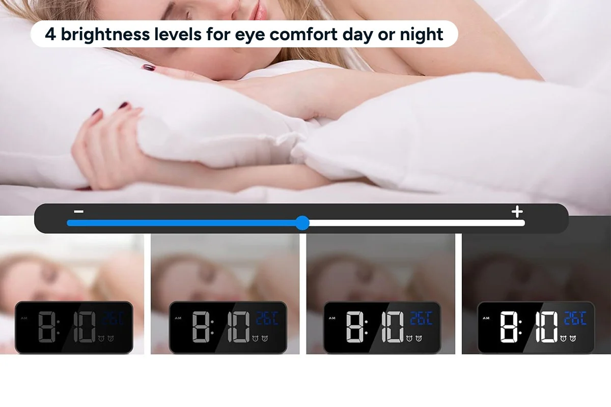 Digital Alarm Clock with 5.7” LED Display, Voice Control & Temperature - Image 7