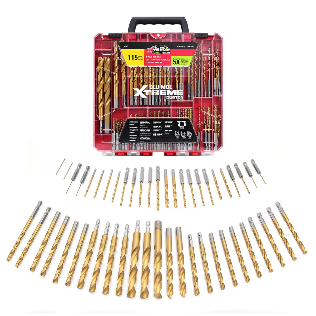Disston Blu-Mol Xtreme 115pc Titanium Drill Bit Set Hex & Round Shank E0100505 - Image 3
