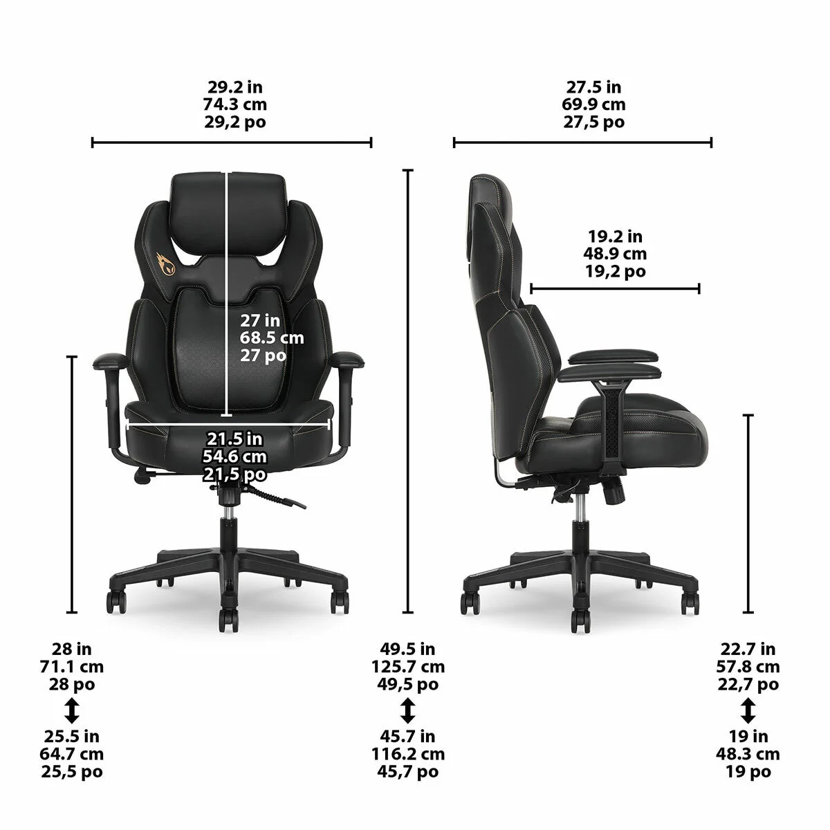 DPS Gaming Chair 3D Insight Synchro 52851-BLKGLD Black Gold - Image 2
