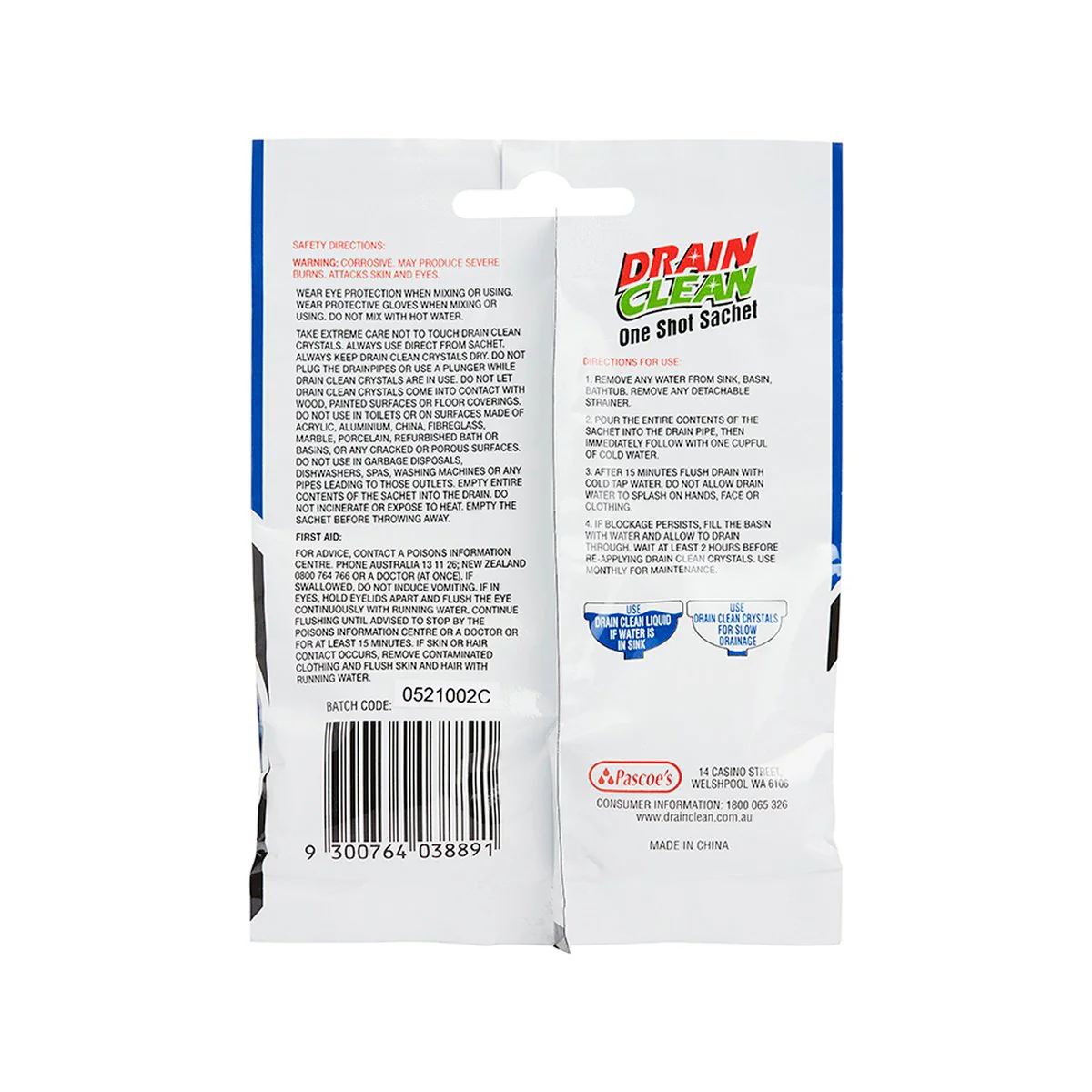 Drain Clean One Shot Crystals - 60g - Foil Sachet - Fast Acting - Image 2