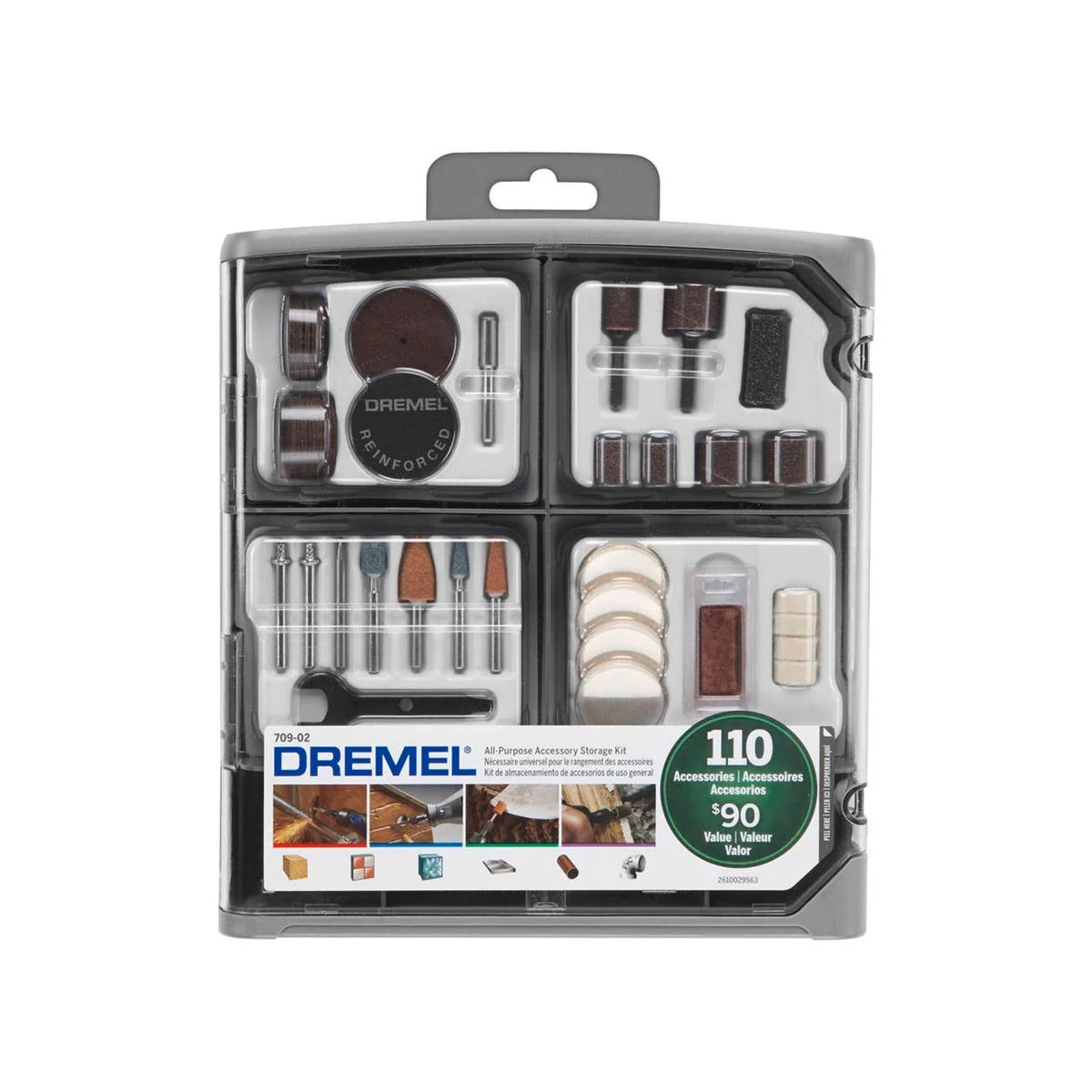 Dremel 110 Piece Multipurpose Mega Accessory Kit - 191mm x 229mm - Blue