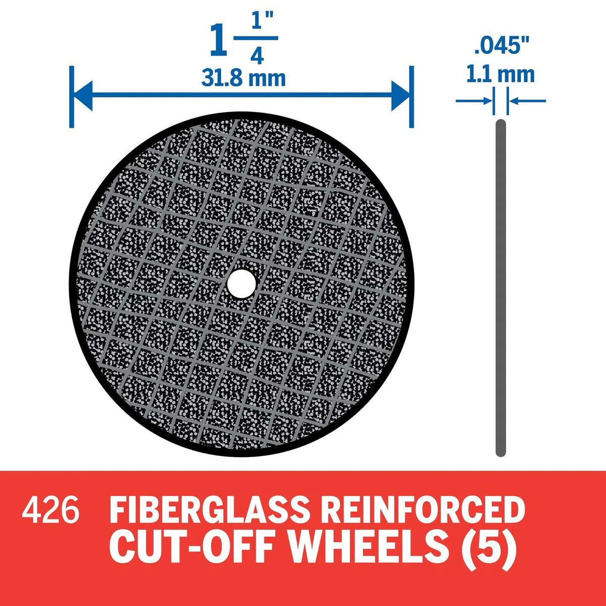 Dremel Reinforced Cut Off Wheels 32mm 426 - 5 Pack - Grey - Image 3