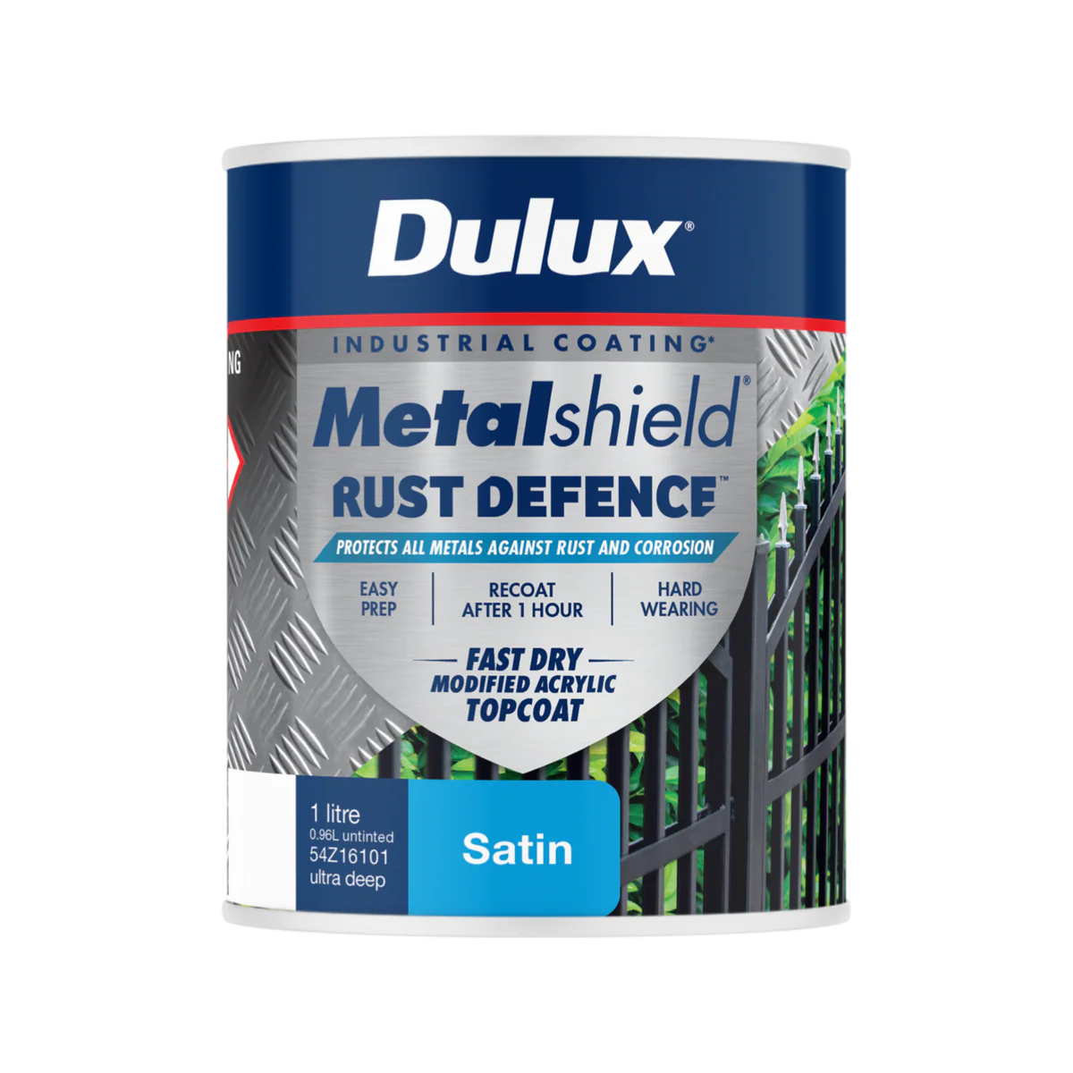 Dulux 1L Deep Base Satin Metalshield Rust Defence - 1kg - Fast Drying Protection