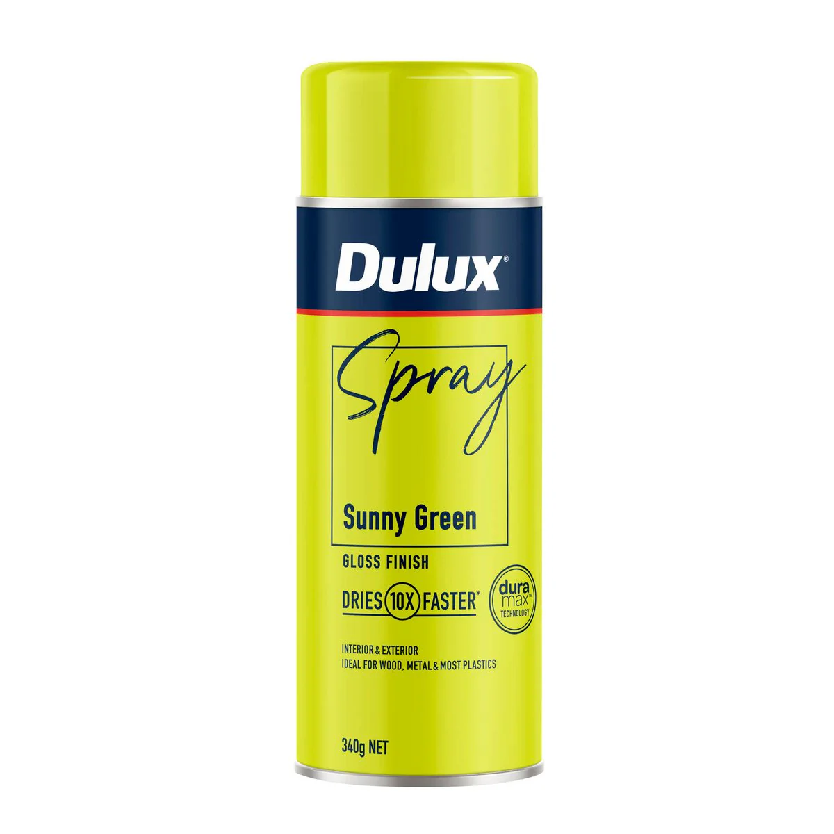 Dulux 340g Gloss Spray Paint - Sunny Green - Fast Drying - Self-Priming