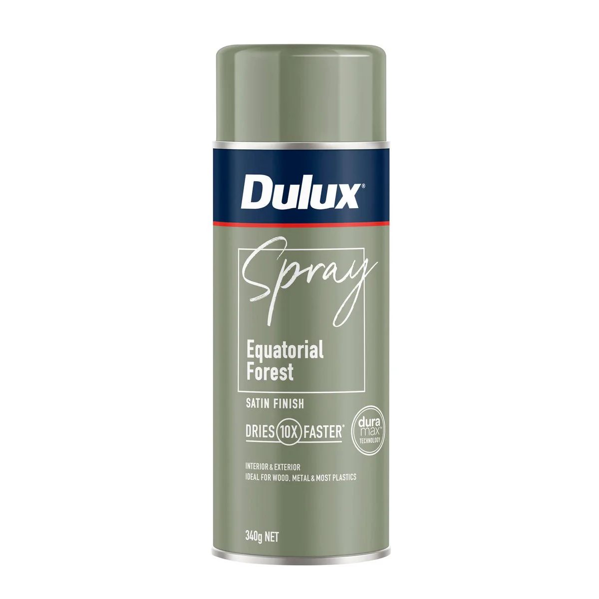 Dulux 340g Satin Spray Paint - Equatorial Forest - Fast Drying - Self-Priming