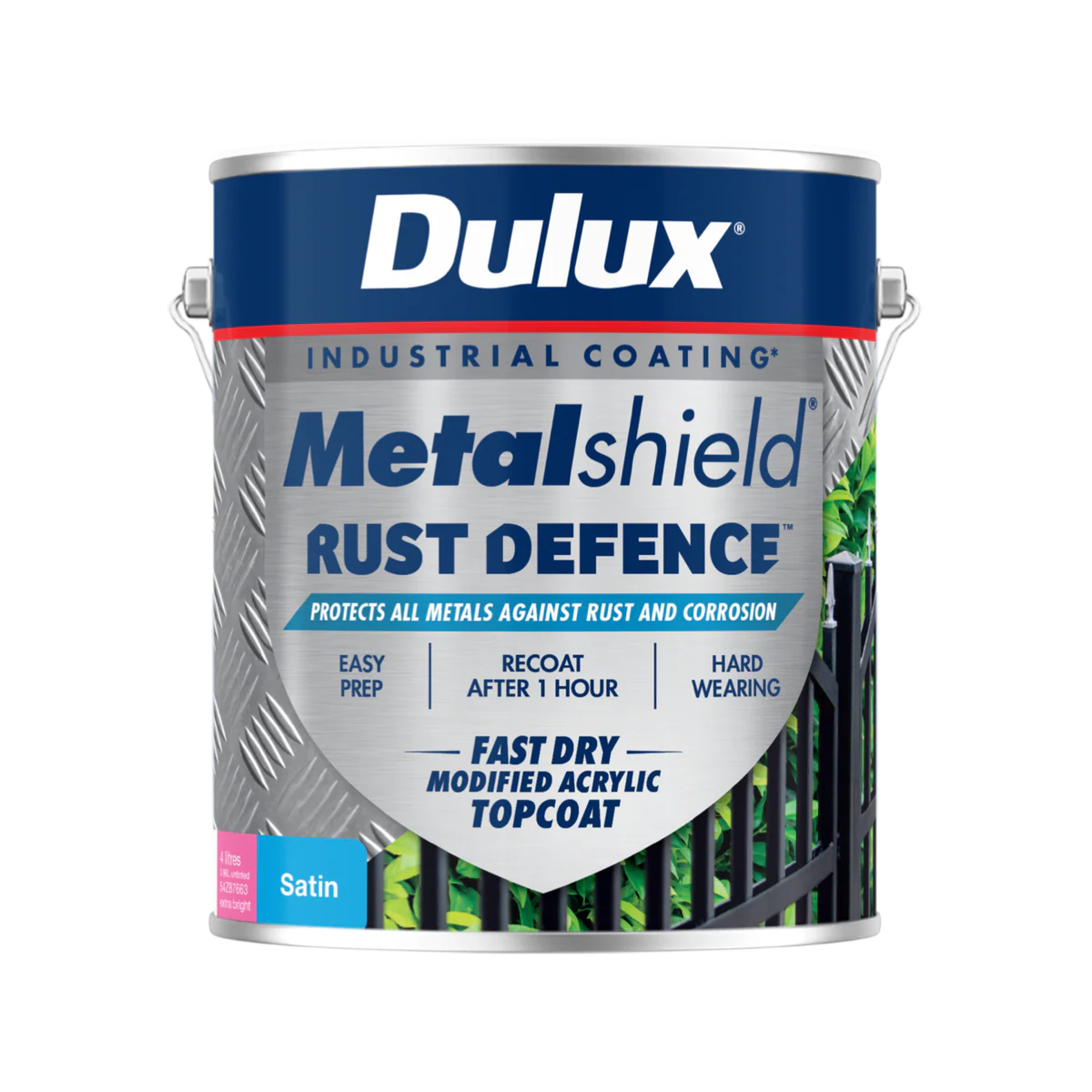 Dulux 4L Ultra Deep Base Satin Metalshield Rust Defence - 4L - Fast-Drying Metal Protection