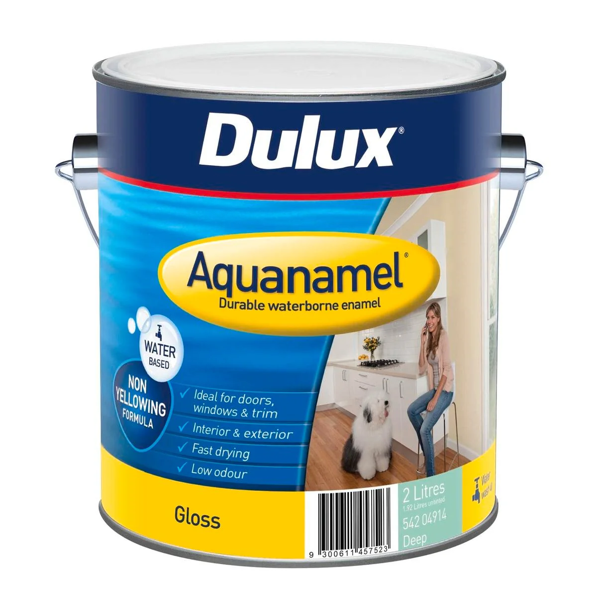 Dulux Aquanamel Enamel Paint - 2L - Water Based - Non-Yellowing Finish