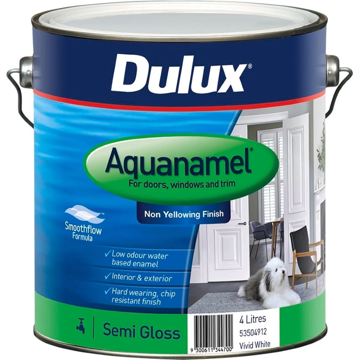 Dulux Aquanamel Semi Gloss - 4L - Acrylic Enamel - Fast Drying