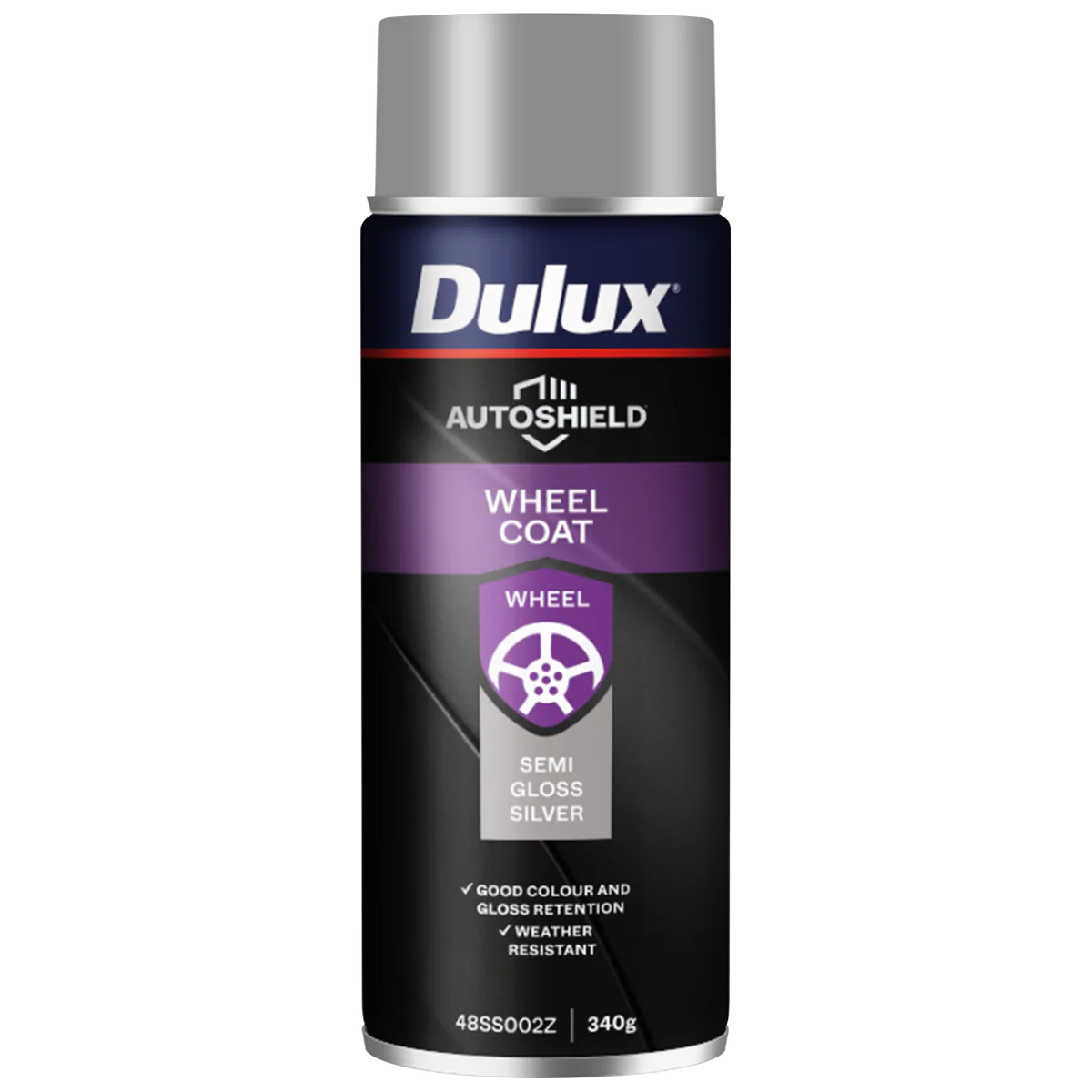 Dulux Autoshield Spray Paint 340g Silver Wheel Coat - Weather Resistant Finish