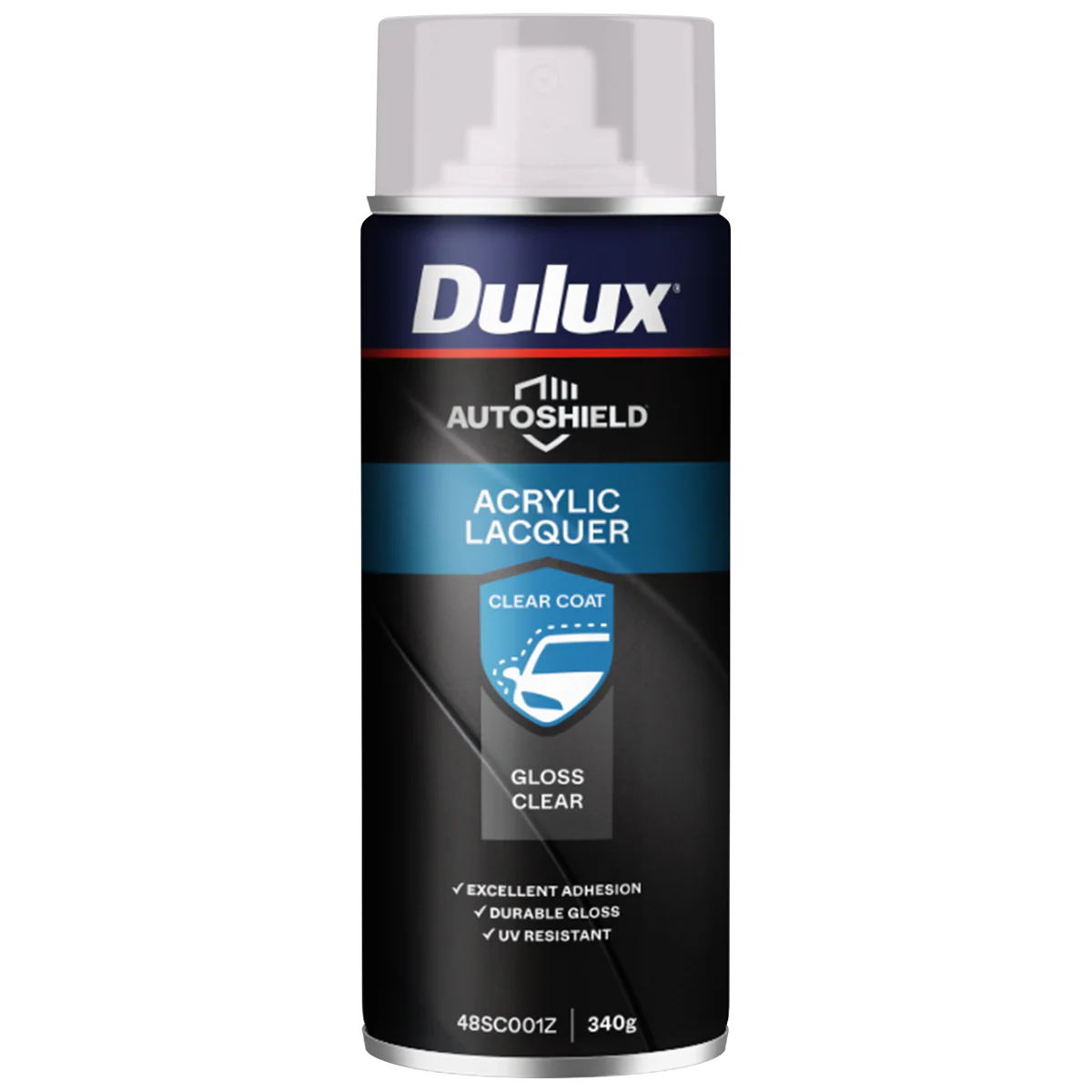 Dulux Autoshield Spray Paint - Gloss Clear Acrylic Lacquer 340g 0.34L - UV Resistant, Quick Dry
