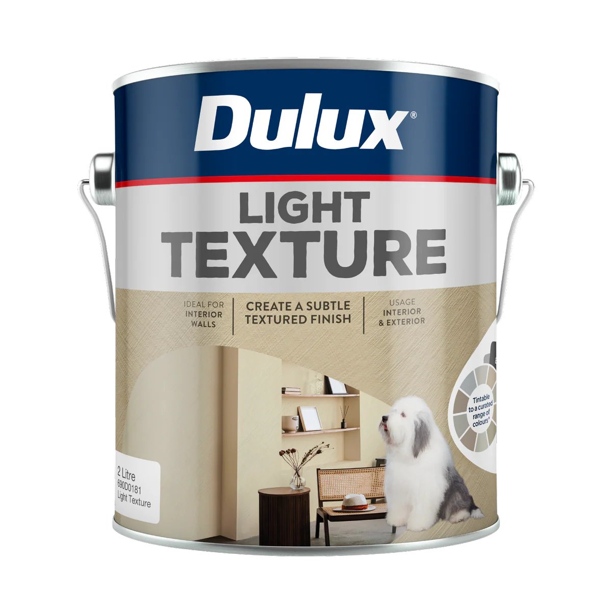 Dulux Design Light Texture Paint - 2L - 175mm x 128mm x 175mm - Low Odour