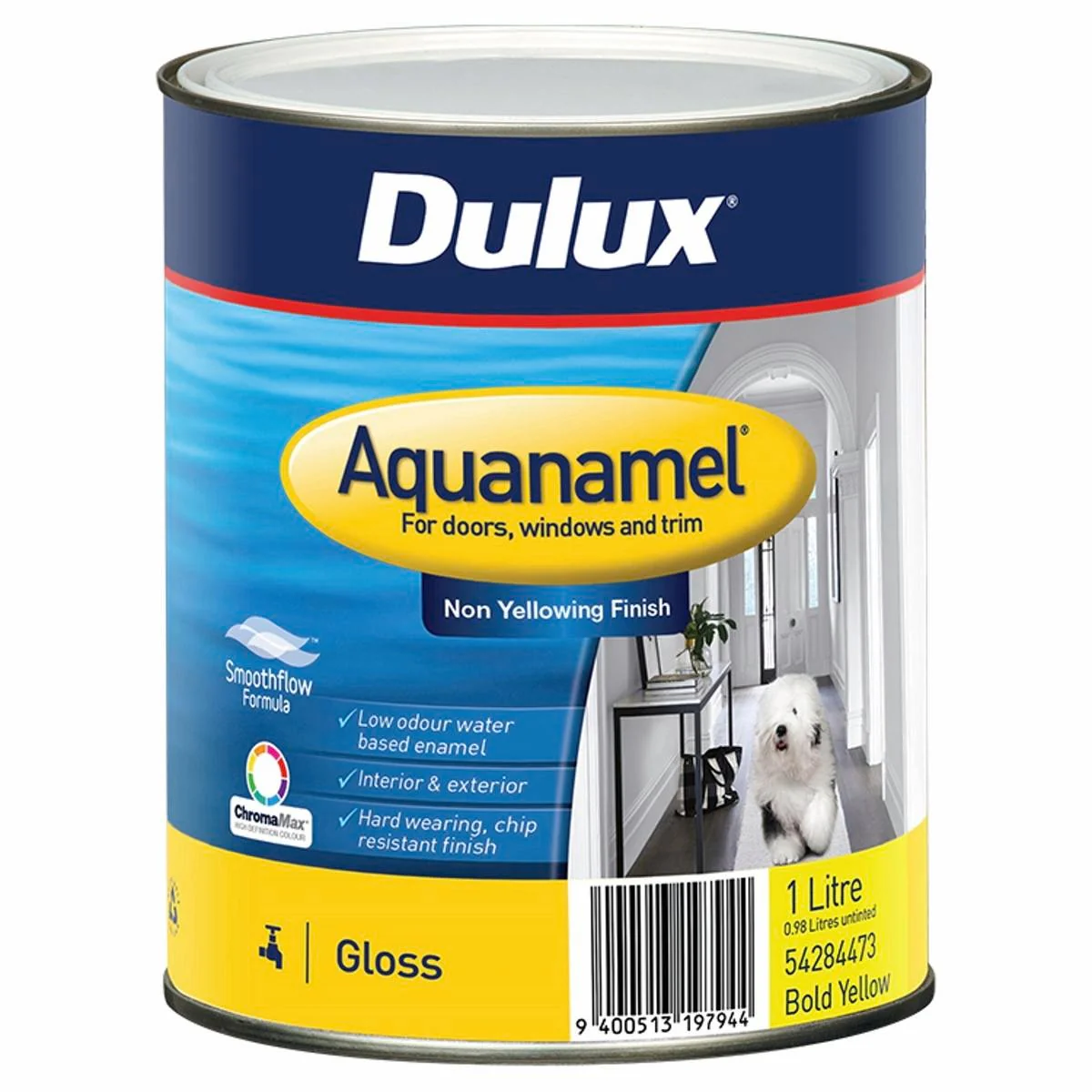 Dulux Enamel Paint - 1L - Bold Yellow - Water Based - Fast Drying