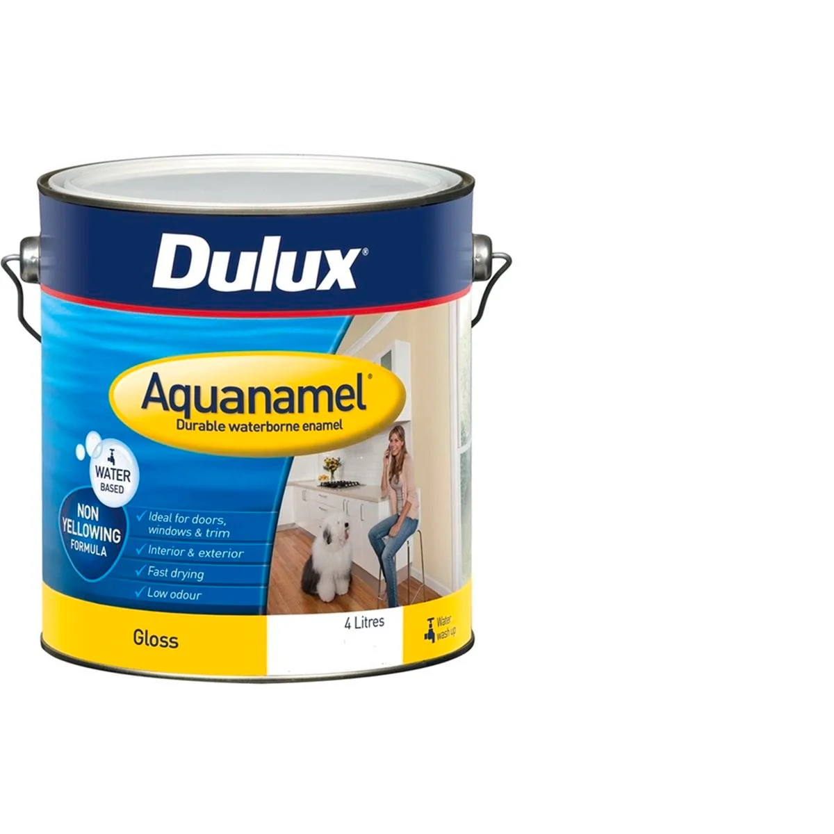 Dulux Extra Bright Gloss Aquanamel Enamel Paint 4L Water-Based Durable