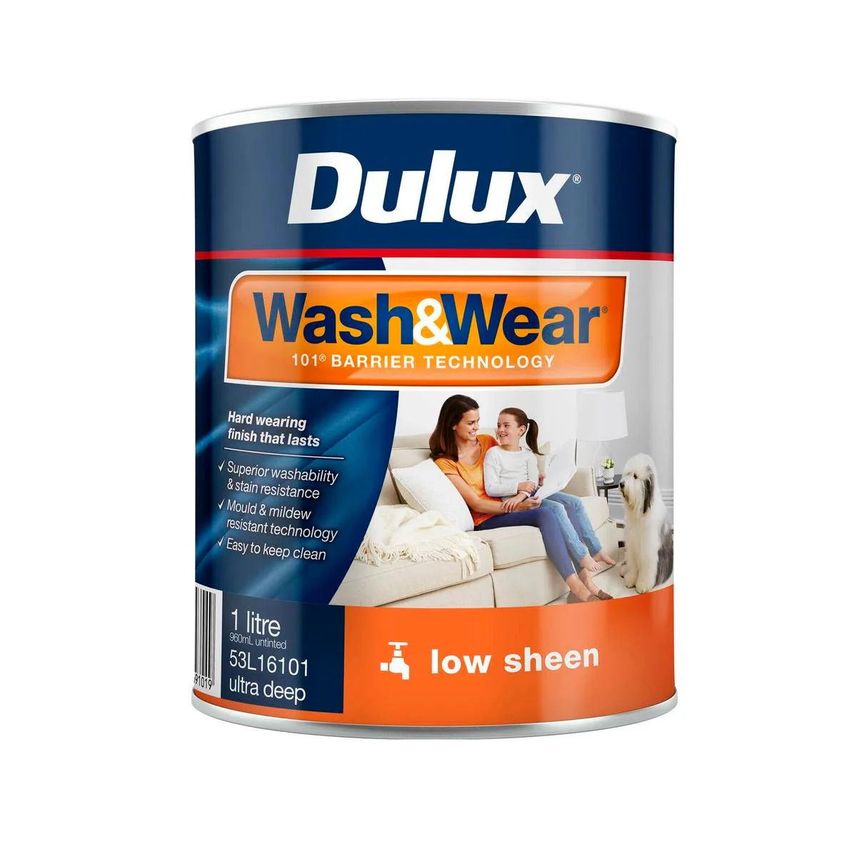 Dulux Interior Paint Wash Wear Low Sheen 1L Ultra Deep - Durable - Easy Clean
