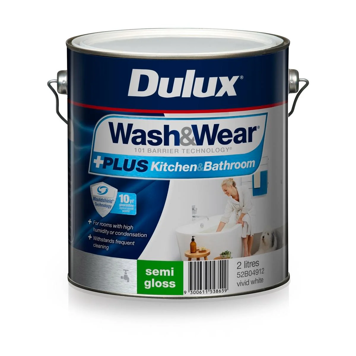 Dulux Interior Paint Wash Wear Plus 2L Semi Gloss Vivid White