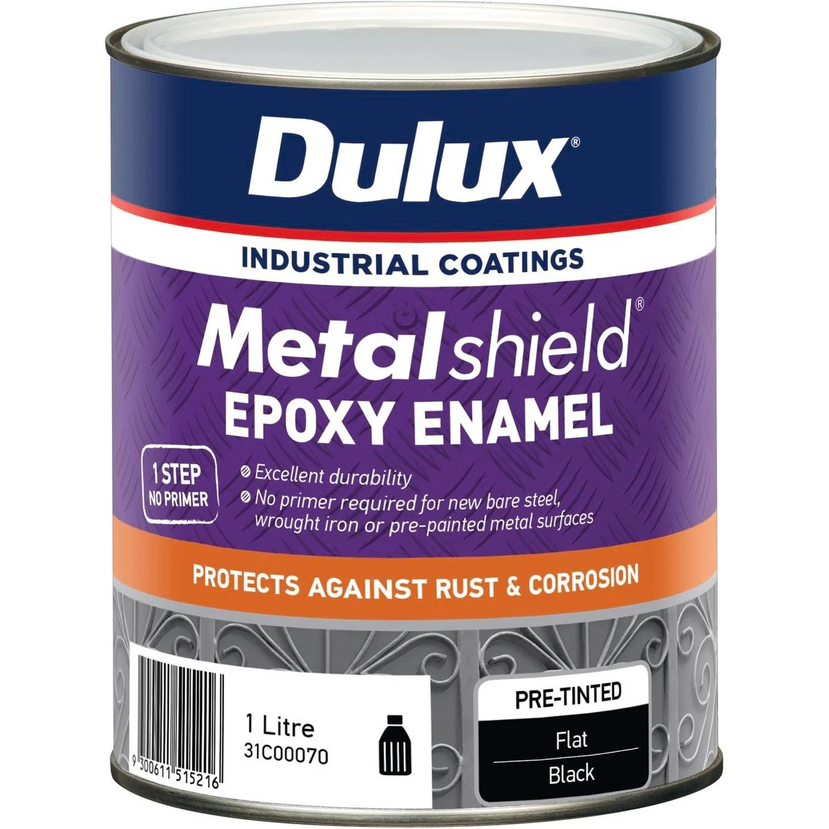 Dulux Metalshield Epoxy Enamel - 1l - Paint - Flat Black Finish