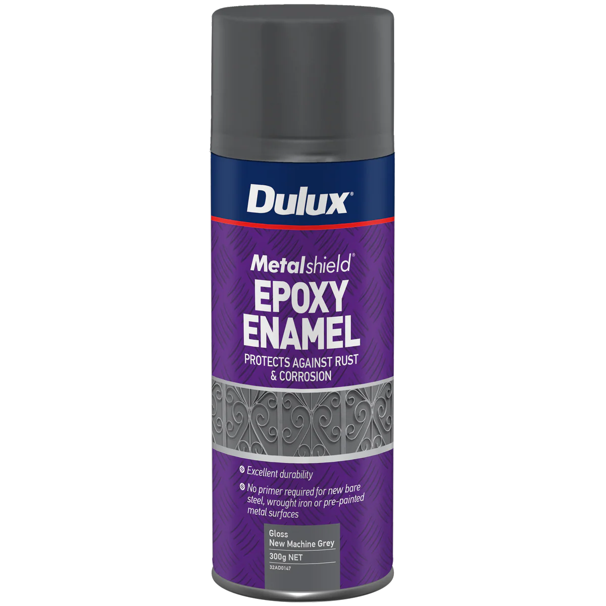 Dulux Metalshield Epoxy Enamel Gloss Spray Paint - 300g - New Machine Grey - Rust Protection